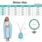 Aroacle Girls Virgin Mary Costume Saint Mary Biblical Outfit Religious Nativity Dress For Kids With Cape And Headpiece (6-7Y)