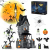 Tweandar Halloween Haunted Mansion Building Set,Before Xmas Haunted House Building Blocks Set With Light, Glow-In-The-Dark Pumpk