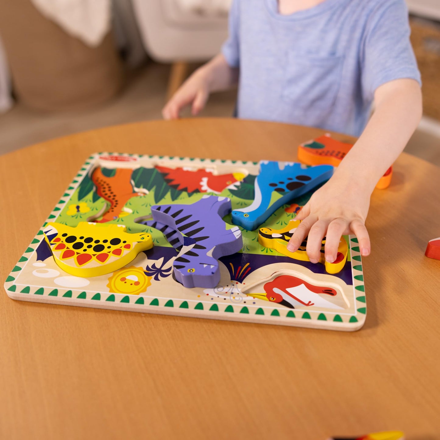 Melissa & Doug Dinosaur Wooden Chunky Puzzle (7 Pcs)