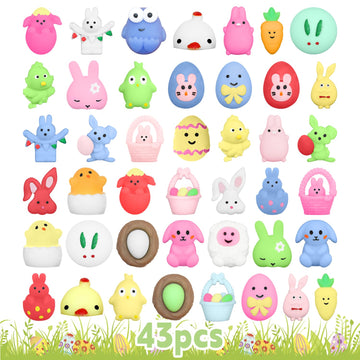 Lidifc 43 Pcs Easter Mochi Squishy Toys Stress Relief Squishies Easter Toys For Kids Girls Boys Toddlers Easter Basket Stuffers