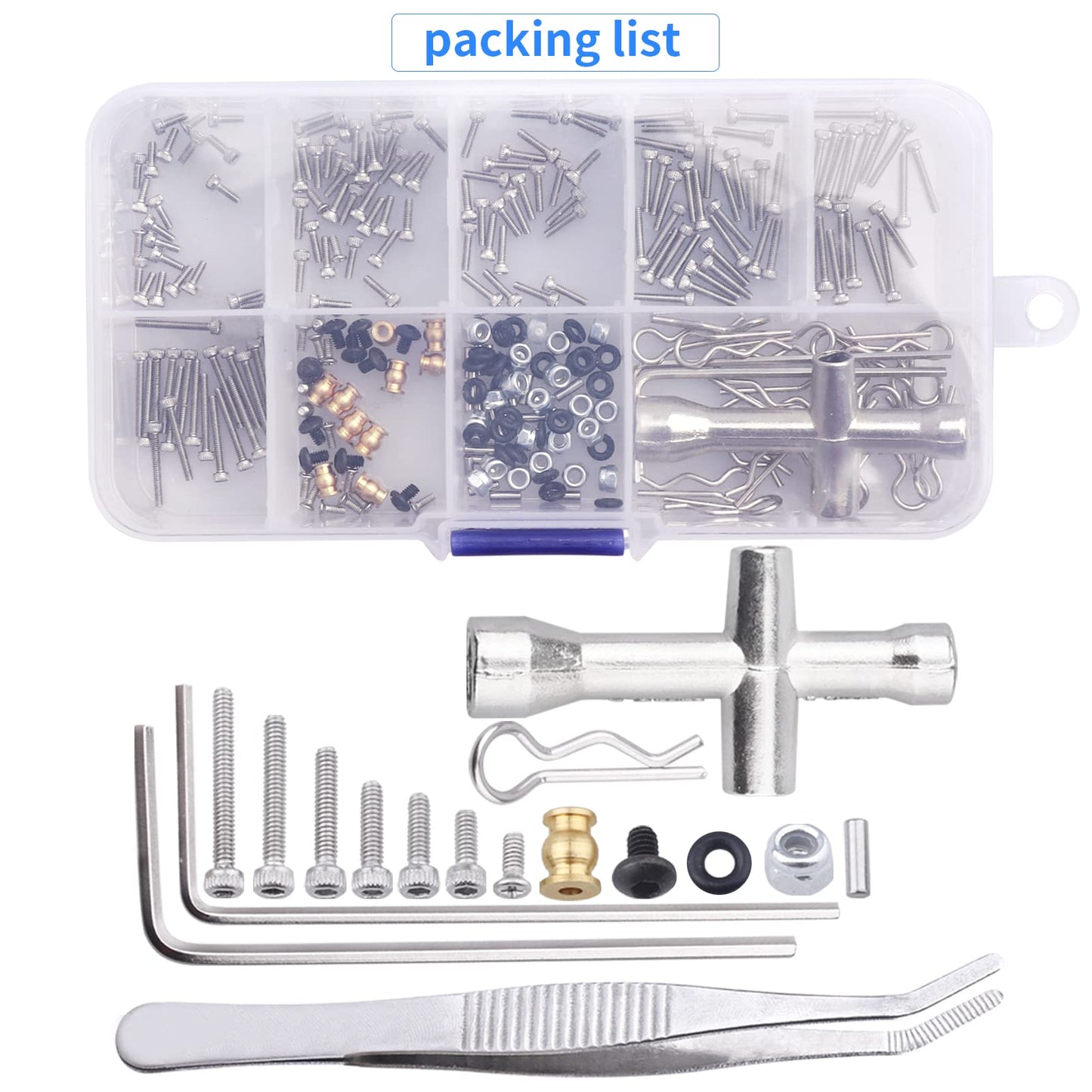 271Pcs M1.4 Rc Screw Kit Screws Assortment Set Hardware Fasteners For Axial Scx24 1/24 Rc Crawler Deadbolt C10 Jeep Axi90081 Axi