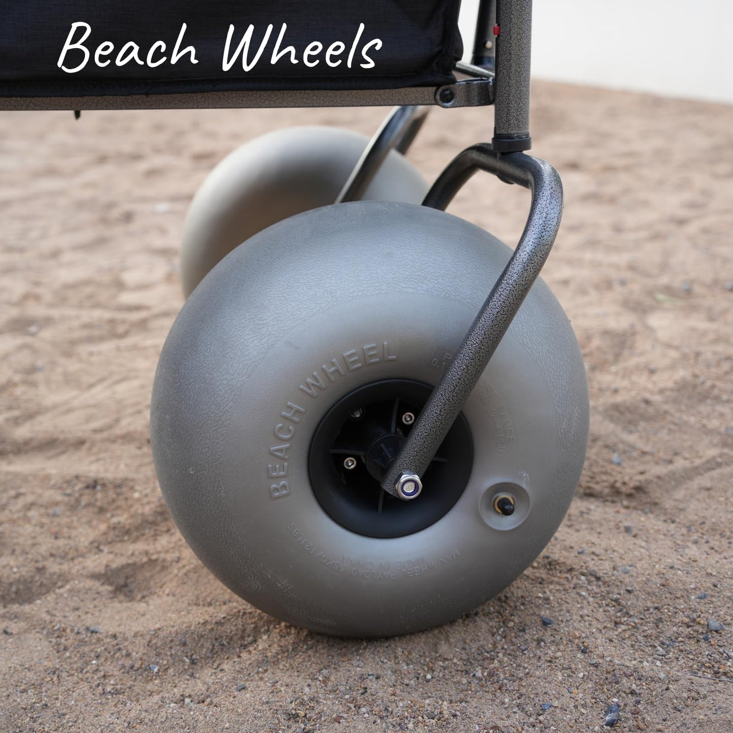 WONDERCAMEL Stroller Wagon with Big Balloon Wheels for Sand, Folding Pull Push Cart with Removable Canopy, 13 Inflatable Tires