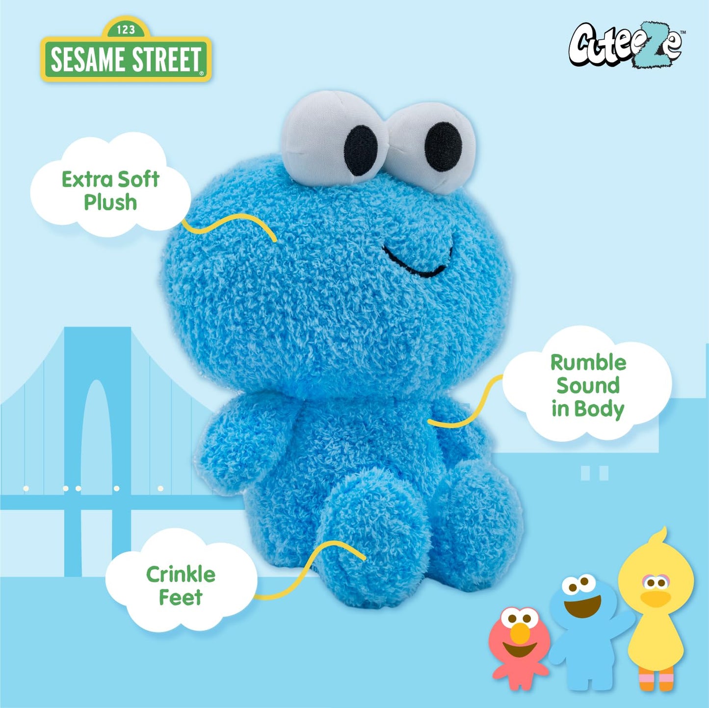 Kids Preferred Sesame Street Cookie Monster Baby'S First Cuteeze Plush Stuffed Animal For Babies And Infants, 12 Inches