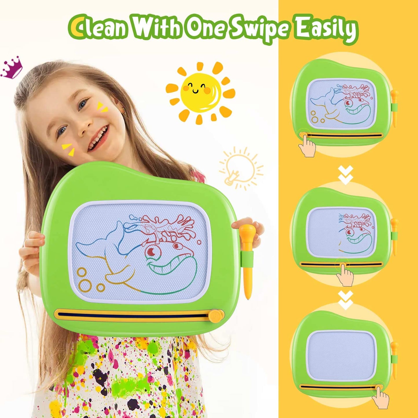 Smasiagon Toddler Toys Age 1-2 Year Old Boys Girls, Magnetic Drawing Doodle Board Pad Educational Learning Toys For 1 2 3 Year Old Boys Girls Gifts Birthday Party (Green)