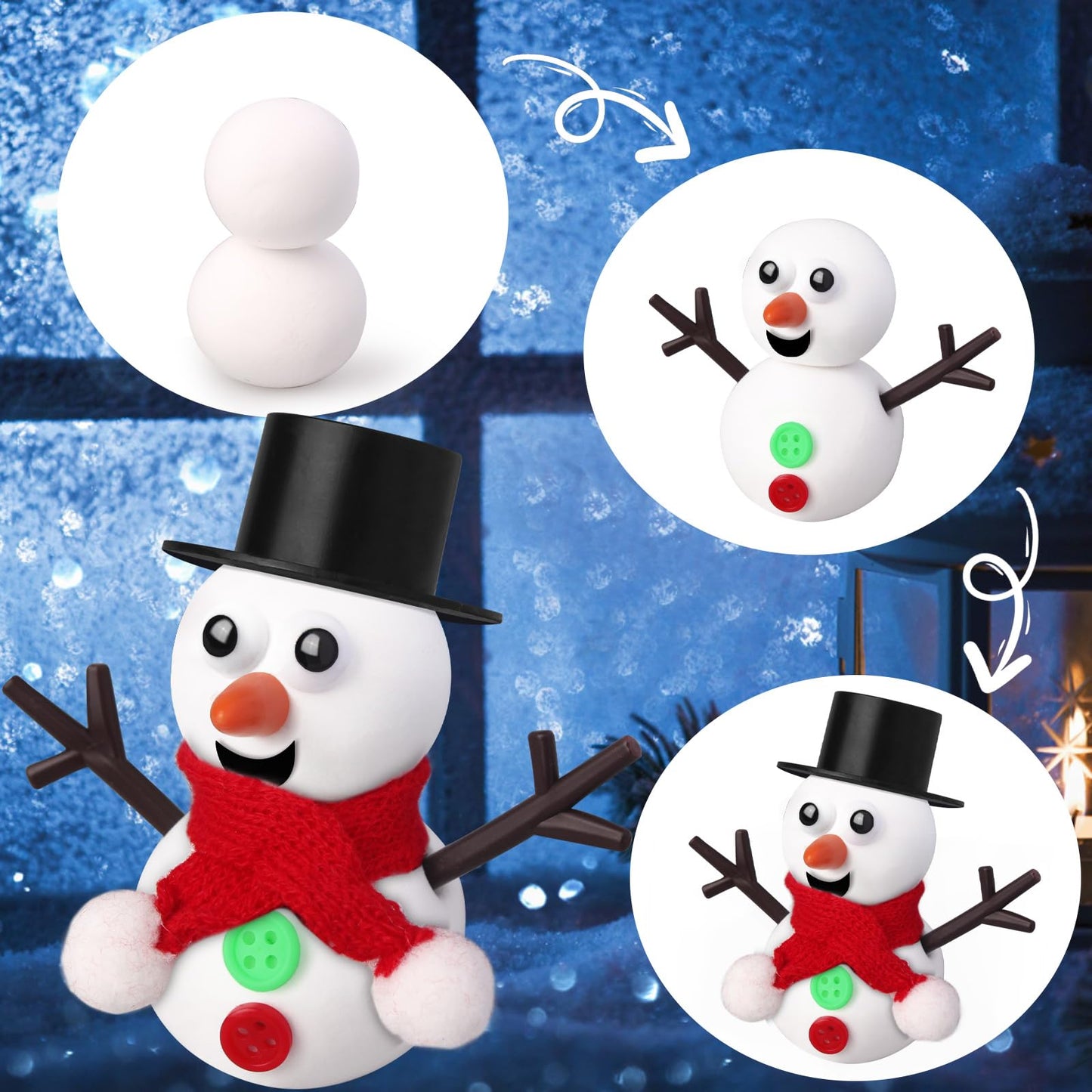 GYGOT 6 Pack Christmas Crafts for Kids,Build a Snowman Kit,Christmas Stocking Stuffers for Girls, Boys,Modeling Clay DIY for Hol
