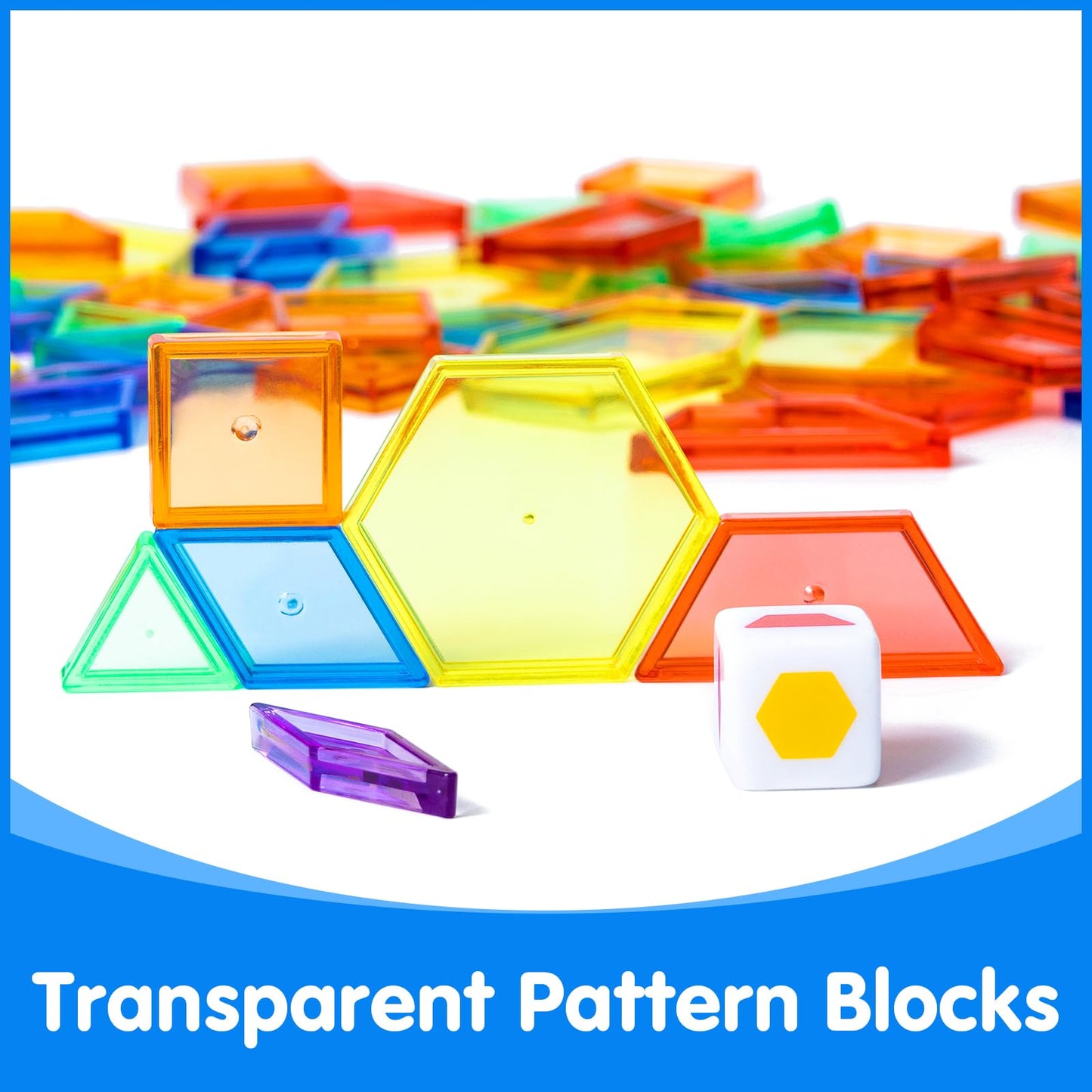Odoorgames 140 Pcs Translucent Pattern Blocks - Educational Light Table Manipulatives And Accessories - Fun And Engaging Geometr