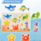 Wooden Peg Puzzles For Toddlers,Montessori Toddler Puzzles For Child,Fine Motor Skill Learning Puzzles Toys For Baby Boys Girls Gifts-3 Pcs Shape,Farm,Sea Animal
