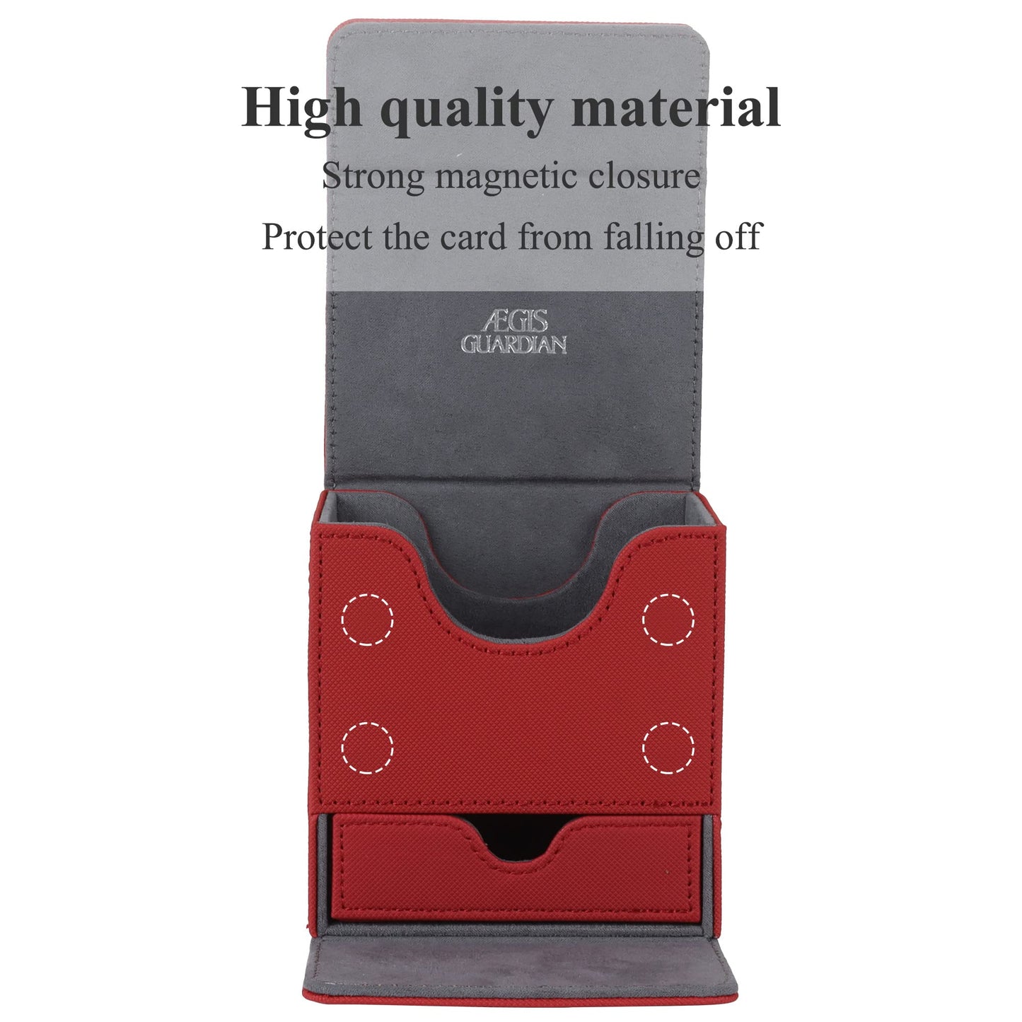 AEGIS Guardian Card Deck Box with Dice Tray for MTG Cards  Commander Deck Box fit 150+ Sleeved Cards  PU Leather Card Storage Box Strong Magnet Deck Game Case for TCG CCG  Red