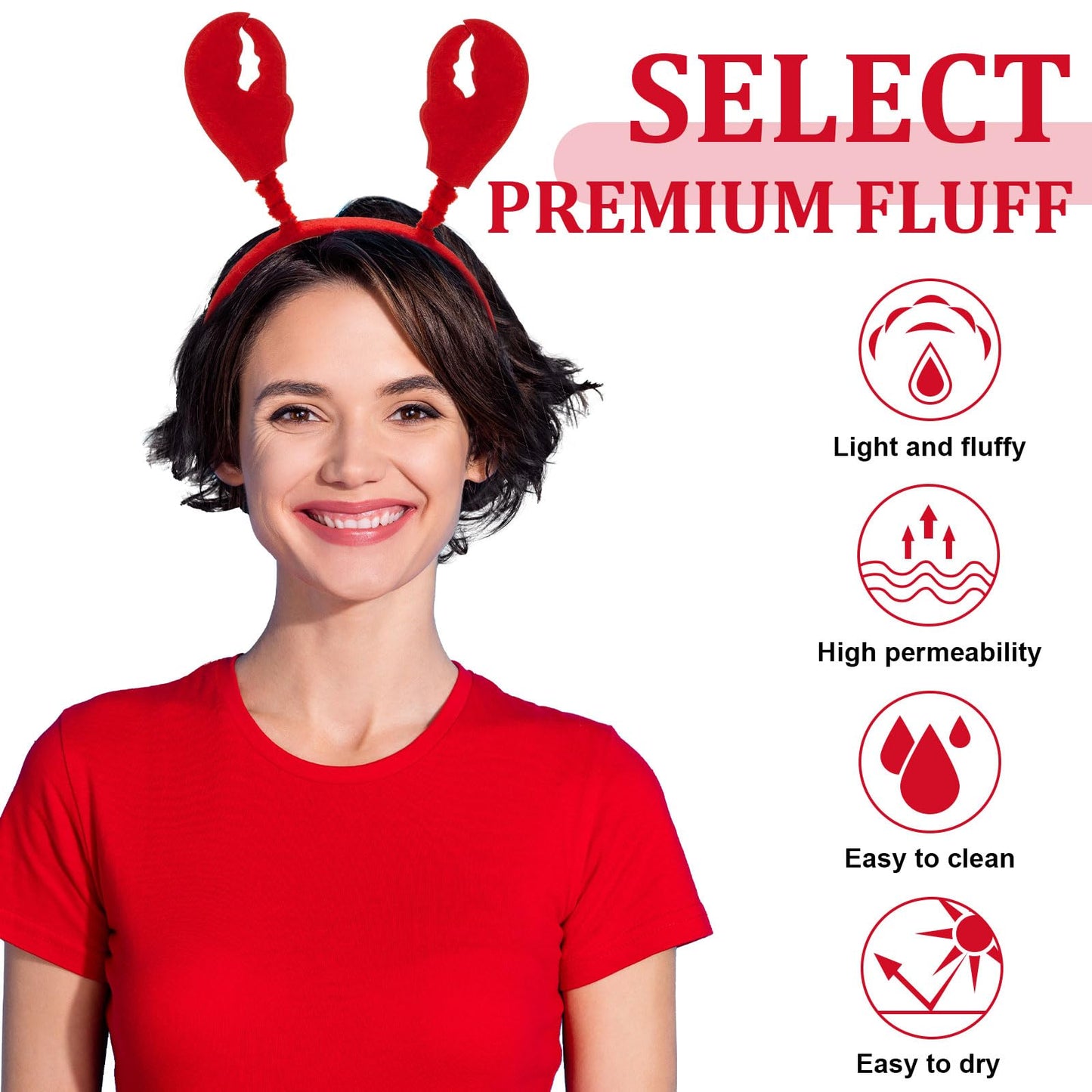 Crowye 24 Pcs Lobster Crab Headbands Red Claws Headwear Adults Ocean Costume Hats for Halloween Cosplay Summer Lobster Party