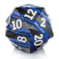 Large D20 Metal DND Dice DNDND 33mm Metal Dice with Gorgeous Gift Box for Dungeons and Dragons (Blue Stripe)