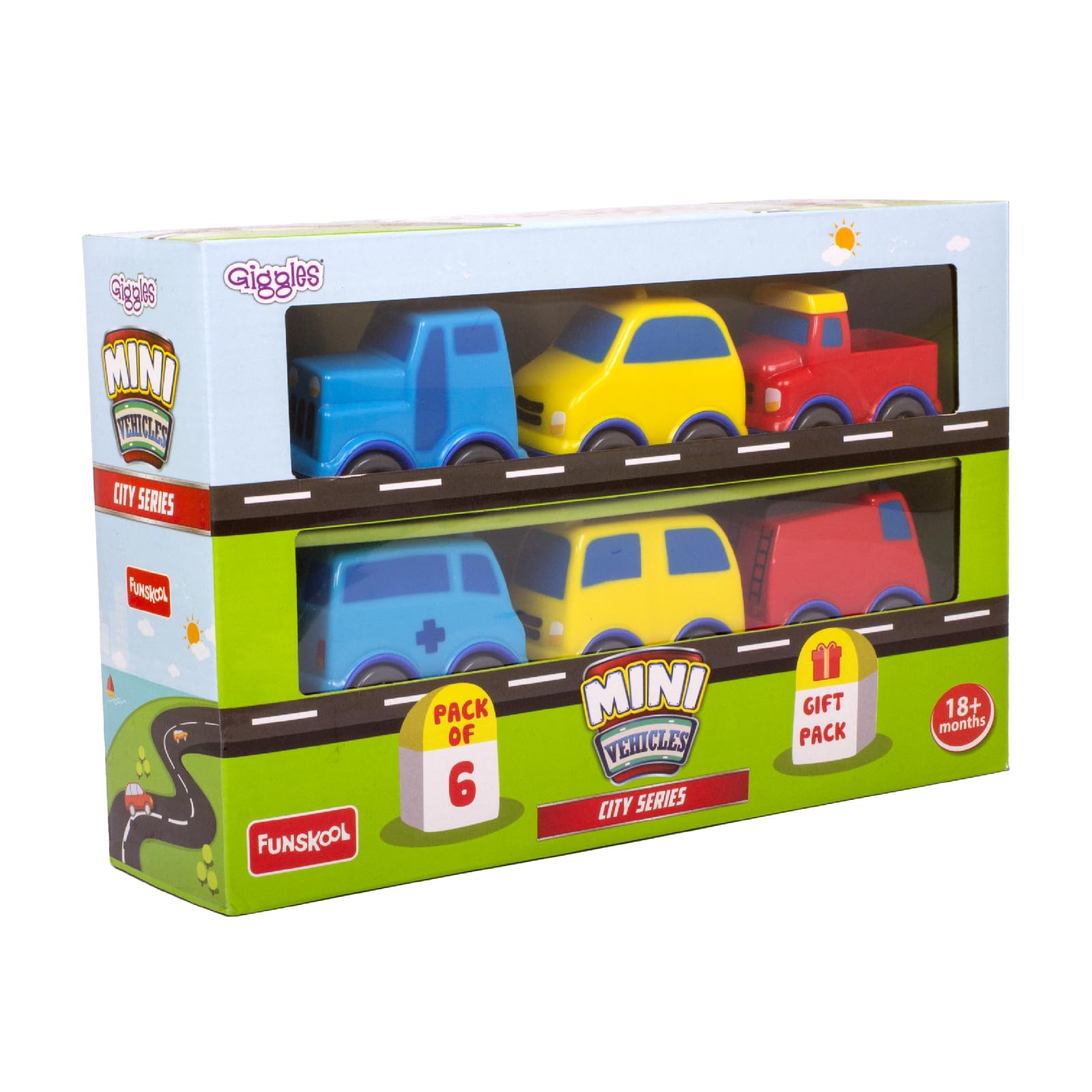 Funskool Giggles - Mini Vehicles City Series,Push And Go Multicolor,Combo Pack,Gift Set, For 18 Months And Above.