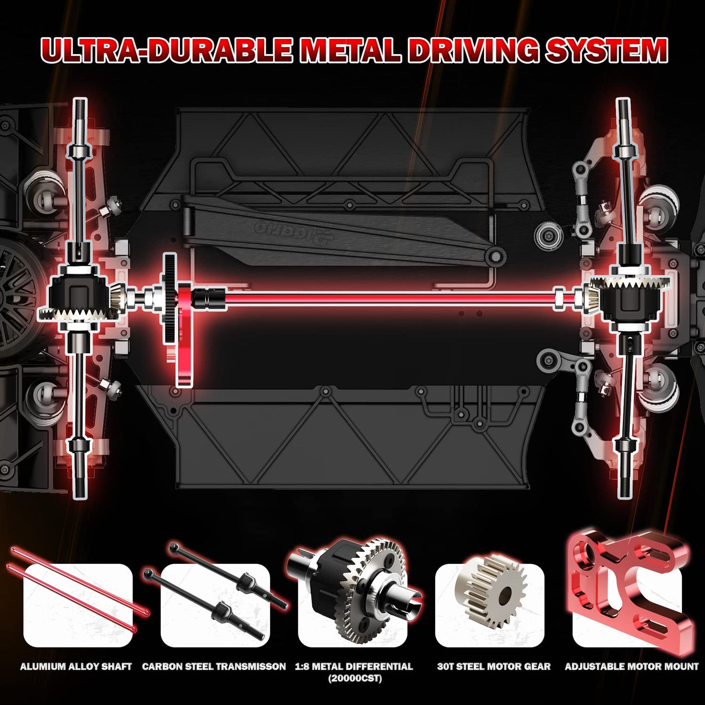 AMORIL 1/10 Metal On-Road Drift Car Roller,4 Wheel Drive Racing Supercar Roller,Electric Touring Car Chassis Frame Body with 4 W