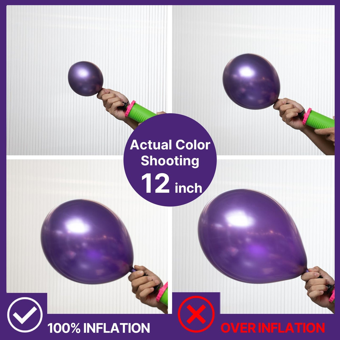 PartyWoo Metallic Purple Balloons - 140 pcs in 5-18 Inch Sizes, Rubber Material for Party Decorations - Purple-G105