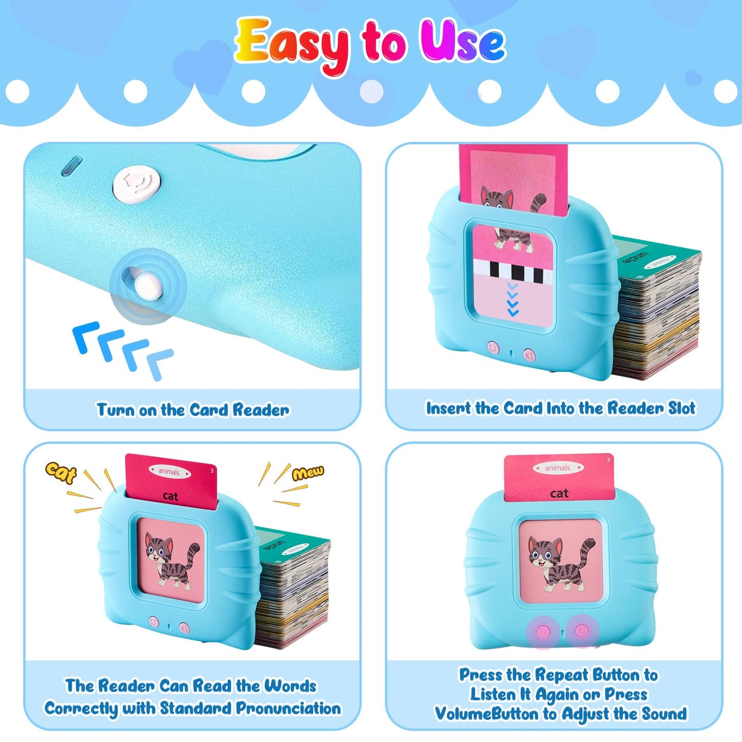 Winbaby Talking Flash Cards Pocket Speech Toys - 336 Sight Words Montessori Audible Speech Buddy Preschool Educational Learning