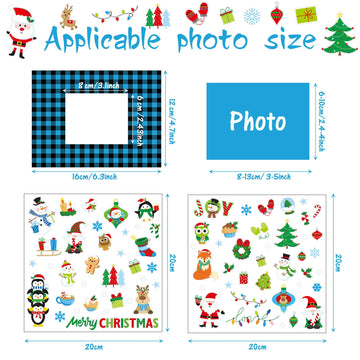 24 Packs Christmas Photo Frame Xmas Craft DIY Picture Frame Ornaments with Stickers Christmas Photo Frame Cards Game DIY Xmas Gi