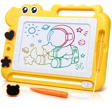 Aituitui Magnetic Drawing Board Toddler Toys Gift For 2 3 Year Old Girls Boys, Sketch Writing Doodle Pad Age 2-4 Travel Games, Educational Learning Kids Toys For Toddlers Birthday (Yellow)