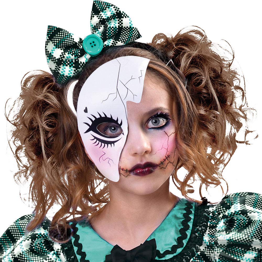 Multicolor Dark Doll Set (Xl 14-16) - Includes Dress, Headband, Mask, & Tights - Perfect For Themed Parties & Halloween Celebrations