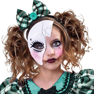 Multicolor Dark Doll Set (Xl 14-16) - Includes Dress, Headband, Mask, & Tights - Perfect For Themed Parties & Halloween Celebrations