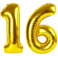40 Inch Gold 16 Balloon Numbers, 16Th Birthday Decorations For Girl Boys, Number 16 61 Balloons, Large Foil Mylar Balloons For B