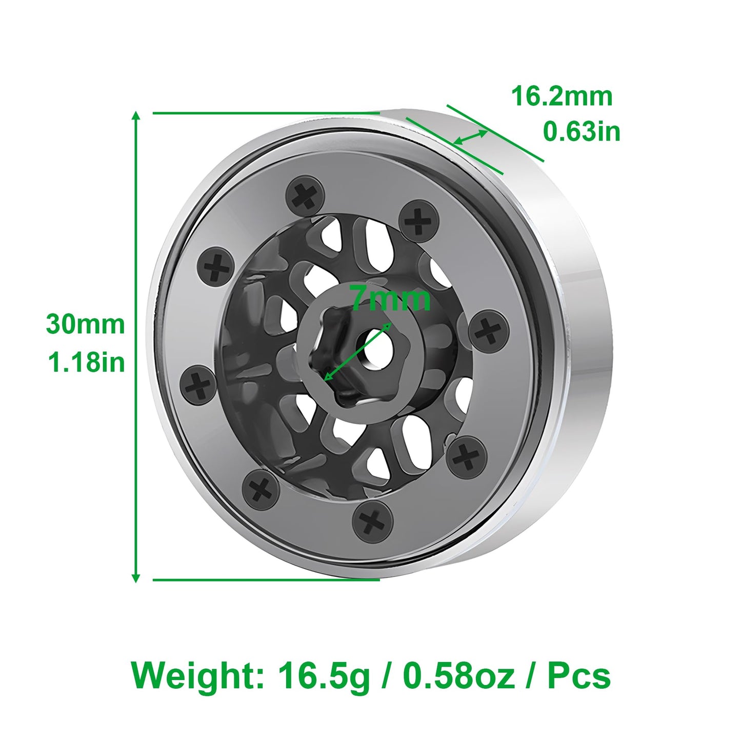 4PCS 1.0 beadlock Wheels SCX24 Wheels and Tires TRX4M Aluminum Wheel Rims and Mud Terrain Tires Kit for 1/18 RC Crawler TRX4M 1/