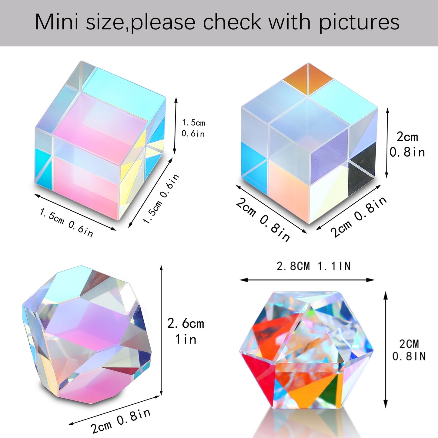 Hdcrystalgifts Crystal 4Pcs Optical Glass X-Cube Prism Rgb Dispersion Prism For Teaching Light Spectrum Physics And Photo Photog
