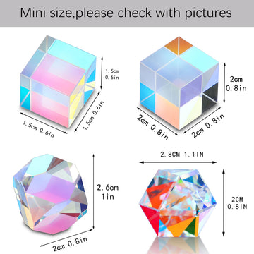 Hdcrystalgifts Crystal 4Pcs Optical Glass X-Cube Prism Rgb Dispersion Prism For Teaching Light Spectrum Physics And Photo Photog