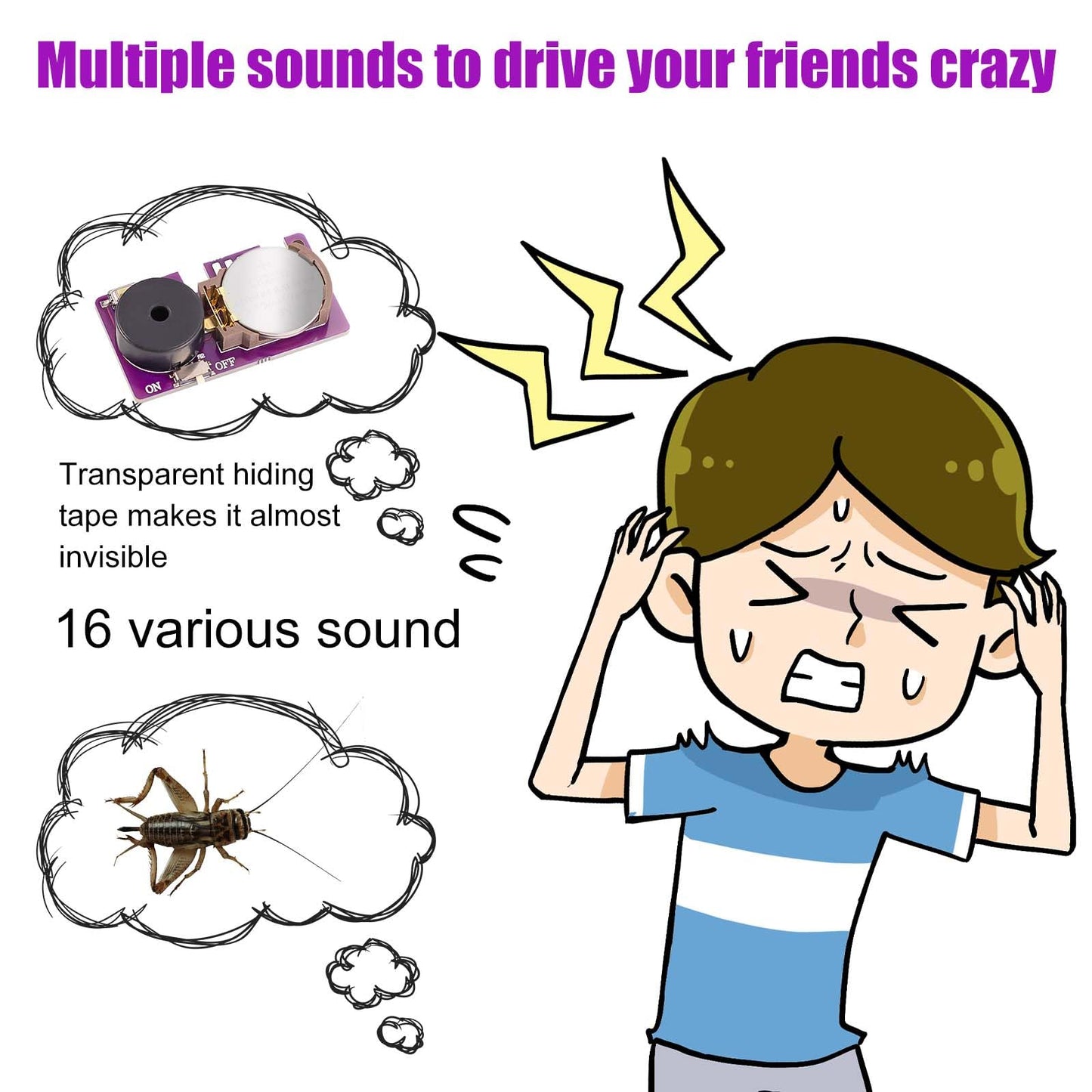 3Pcs Annoying Noise Machine, New Prank Cricket Noise Items With 16 Sounds Beeping Cricket Noise Maker Concealed Noise Stuff Nois