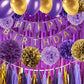 GAKA 50-Pack Purple and Gold Balloons, 12 Inch Rubber Decorations for Graduation and Halloween Parties, Confetti Style