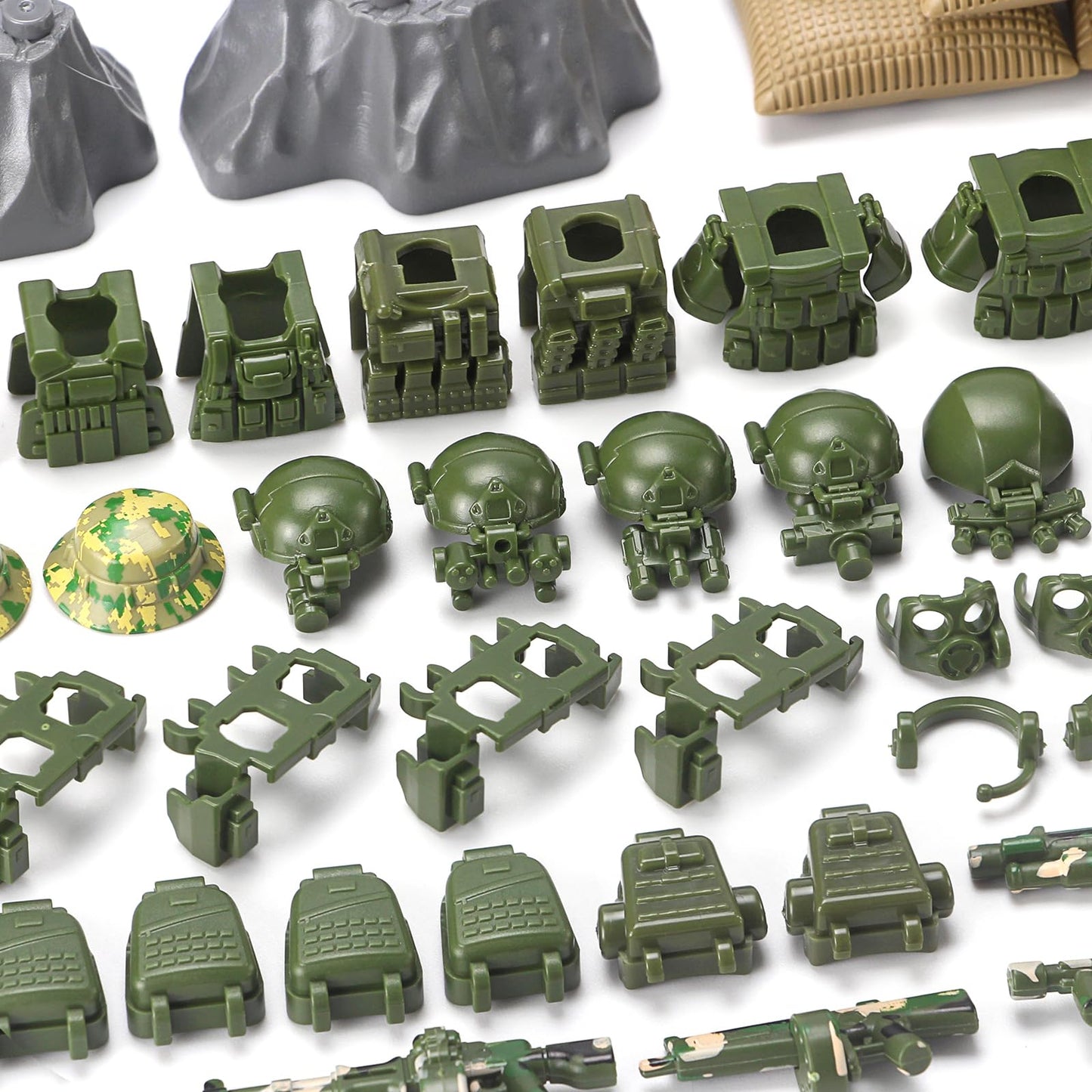 Feleph Military  Pack Army Toy Set Building Block for Soldier Figures  Camouflage Combat Suit WW2 Model SWAT Gear Piece Accessories Equipment Kit