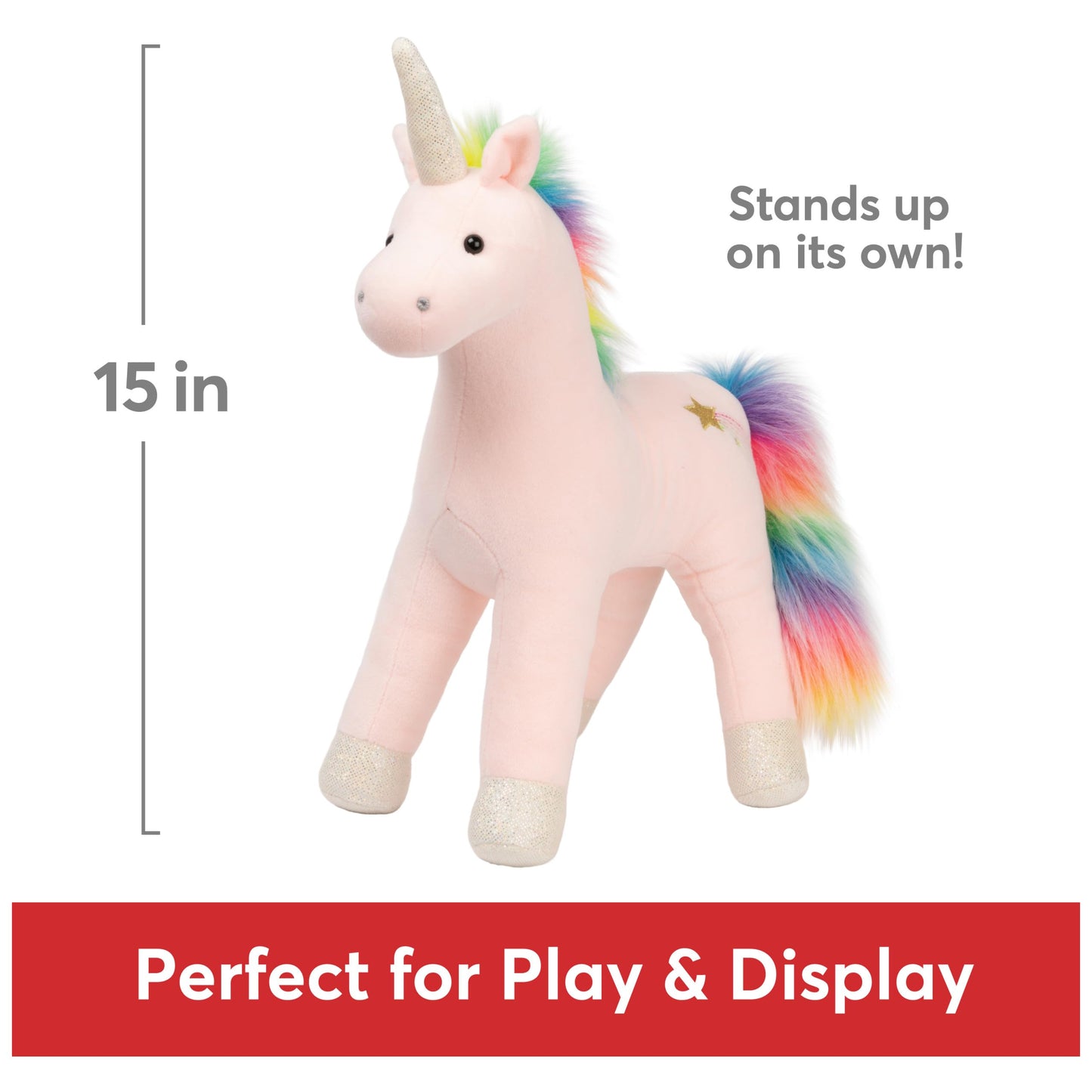 GUND Starflower Rainbow Unicorn Stuffed Animal, 15” Plush Toy for Ages 1+, Pink, Model 6059150, Soft Polyester Material
