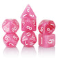 7PCS Polyhedral DND Dice, D&D Dice Set Filled with Pink and White Swirls for Role Playing Dice Games as DND RPG MTG Table Games