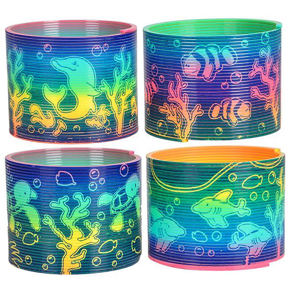 The Dreidel Company Aquatic Animal Print Coil Spring, Aquatic Print Coil Magic Springy Toy For Kids, Party Favor, Birthday Parti