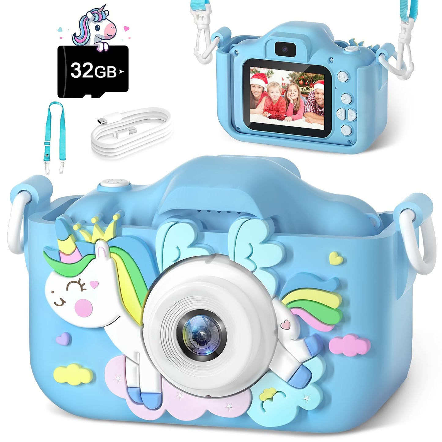 Anesky Kids Camera, Toy Camera For 3 4 5 6 7 8 9 10 11 12 Year Old Girls/Boys, Kids Digital Camera For Toddler With Video, Selfi