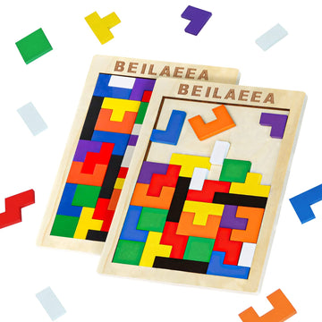 Wooden Blocks Puzzle Brain Teasers Toy,Wooden Puzzle Tangram,Cube 3D Puzzle For Kids,Puzzles For Kids Ages 2-8, Montessori Kids