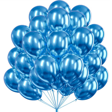 Partywoo Metallic Blue Balloons, 50 Pcs 12 Inch Blue Metallic Balloons, Metallic Balloons For Balloon Garland Or Balloon Arch As Party Decorations, Birthday Decorations, Wedding Decorations, Blue-G106