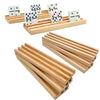 SUTIMSHE Wooden Domino Racks Set of 8 - Natural Holders for Mexican Train & Chickenfoot Games, Dominoes NOT Included