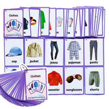 34PCS/Set Clothes Kids Gifts English Flash Cards Pocket Card Educational Learning Baby Toys for Children Pre-Kindergarten