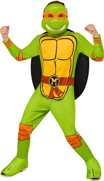Rubies Child'S Teenage Mutant Ninja Turtles Michelangelo Costume Jumpsuit, Shell, And Half-Mask, As Shown, Large
