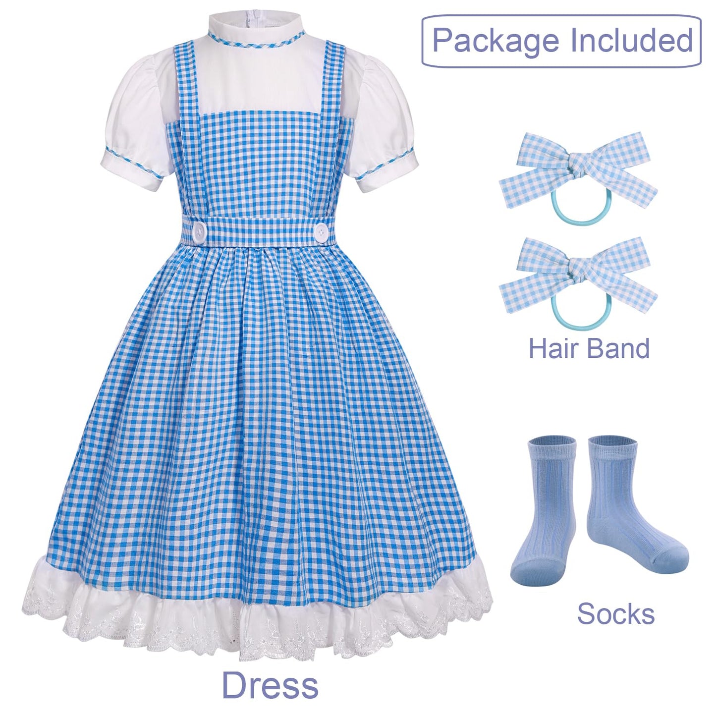 Hauarker Kids Blue Dress For Princess Costume Girls Wizard Character Costumes Cute Dress Up Outfit Accessories For Halloween Cos