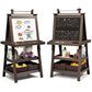 Costzon Kids Art Easel, 3 In 1 Double-Sided Wooden Easel W/Magnetic Whiteboard, Chalkboard & Paper Roll, 2-Tier Rack W/ 2 Storage Boxes, Standing Easel For Kids, Toddlers, Boys, Girls (Coffee)