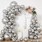 Silver Balloons In Different Sizes 5 10 12 18Inch-134Pcs Metallic Chrome Silver Balloons For Garland Arch