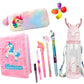 Kobbet 12 Pcs Stationery Set For Kids School Stationery Set With Steel Water Bootle Diary, Pen, Pencil, Erasers, Pouch & Water B