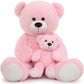 Morismos Giant Teddy Bear Stuffed Animals, Soft Big Mommy And Baby Bear, Pink Stuffed Bear For Girls On Baby Shower Valentine Christmas Birthday, 39 Inch