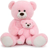 Morismos Giant Teddy Bear Stuffed Animals, Soft Big Mommy And Baby Bear, Pink Stuffed Bear For Girls On Baby Shower Valentine Christmas Birthday, 39 Inch