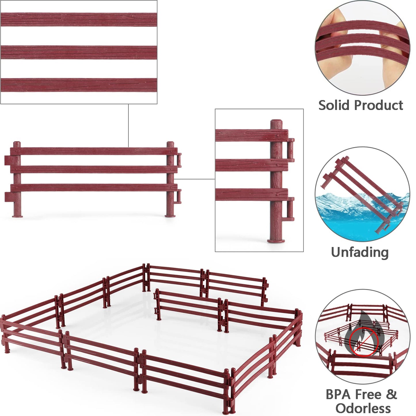 Rcomg 40Pcs Plastic Fence Toys Farm Corral Fencing Accessories Playset For Barn Paddock Horse Stable Figures, Toys Panel Accesso