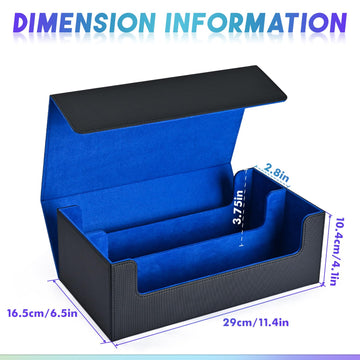 Uaono Card Storage Box For Trading Cards, 1200+ Pu Leather Commander Card Deck Case, Magnetic Closure Card Holder Fits For Magic Game Cards (Black&Blue)