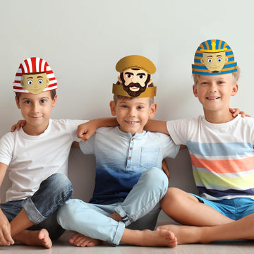 RoundFunny 30 Pcs Passover Character Play Headbands Happy Passover Party Gift Cartoon Role Play Story Character Paper Hats Jewis