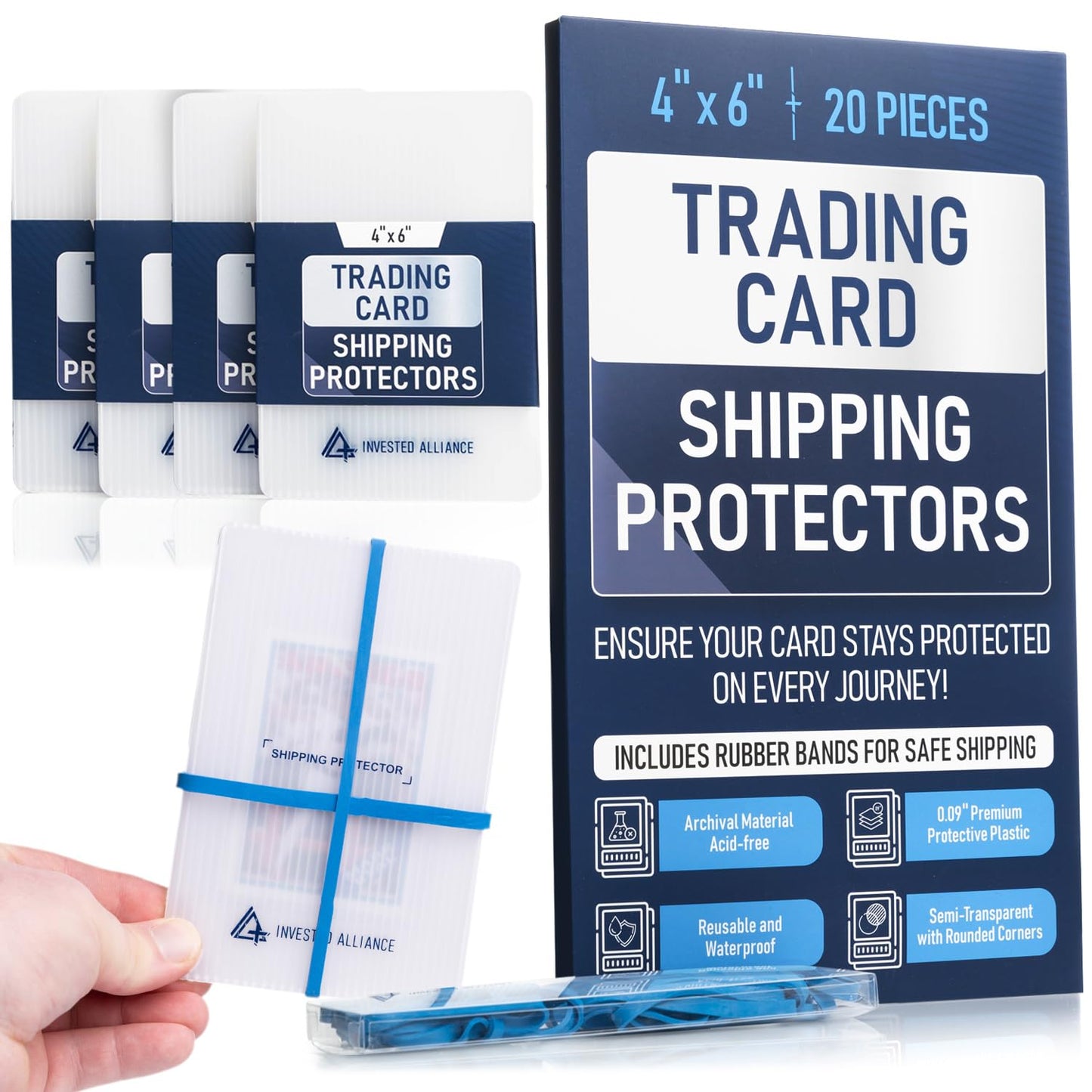 enhanced Bundle Trading Card Shipping Protector with Rubber Bands | Graded Cards Protectors  Sports Trading Card Shipping Supplies Packaging  TCG Baseball Cards Shippings Shield.