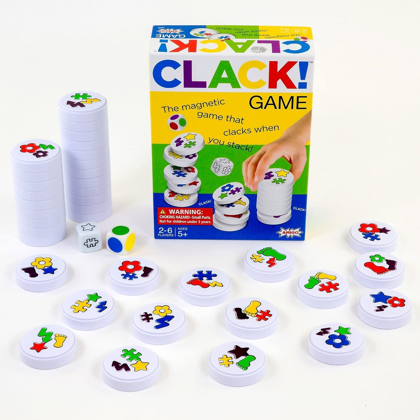 Amigo Games Clack! Categories - Exciting Kids Magnetic Stacking Game For 2-8 Players Ages 7+ | Fun, Educational, & Fast-Paced Fa