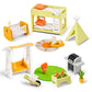 Giant Bean 21Pcs Wooden Plastic Dollhouse Furniture Set, Patio And Babyroom Set, Green Dollhouse Accessories Pretend Play Furnit